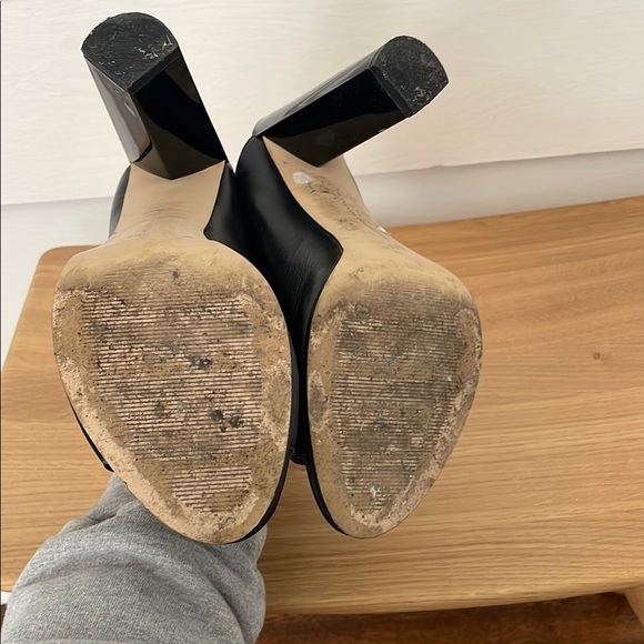 French Connection Black Leather Mules with Chunky Heel - Picture 5 of 5